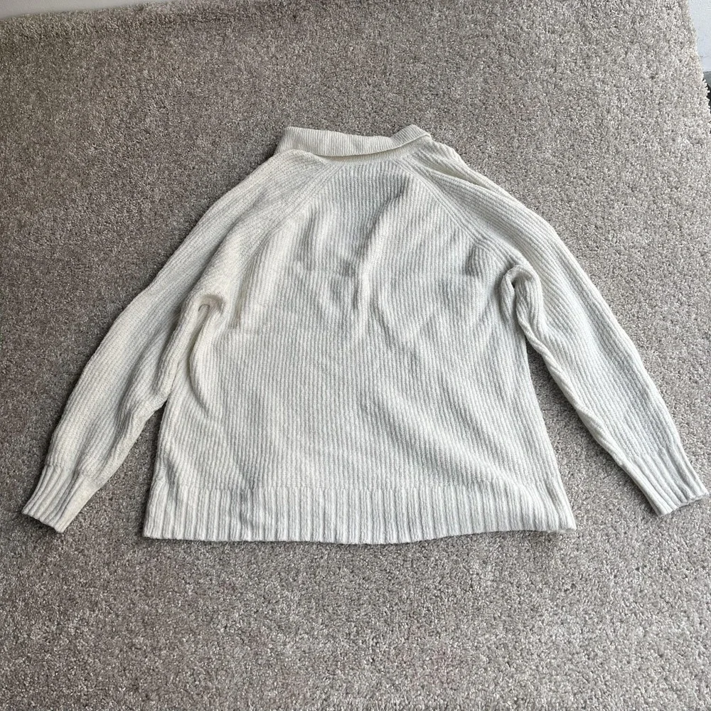 American Eagle Sweater Womens XS White Collared Split Neck Tight-Knit Pullover